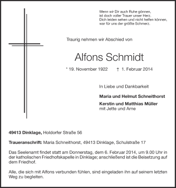 Anzeige von Alfons Schmidt von OM-Medien